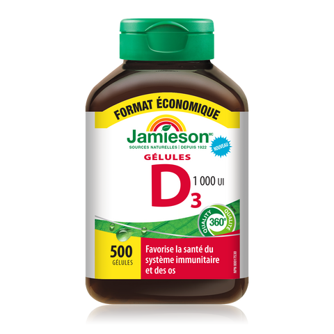 31002244 Jamieson Vitamin D3 1,000 IU | Softgels Softgels 31002244_J_LBL_D3_1000IU_Softgels_VS_375cc_21004598_BTL_MAIN2