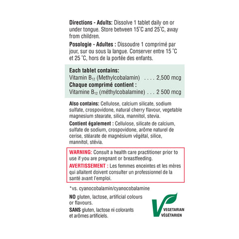 7477_Vitamin B12 2,500 mcg (Methylcobalamin)_Label