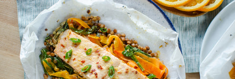 Salmon en Papillote with Lentils and Vegetables