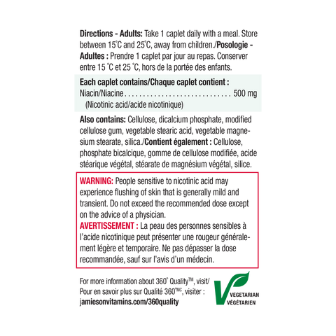 31000256 Jamieson Niacin 500 mg, 100 ct 2207_R2063_Niacin_160cc_NFP