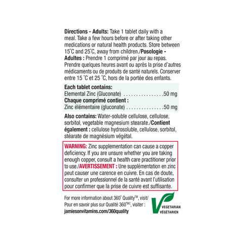 31000270 Jamieson Zinc Timed Release 50 mg, 90 ct 2279_R2093_Zinc_50 mg Ultra_TR_NP_BI