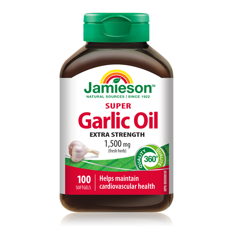 31000274 Jamieson Super Garlic Oil 1,500 mg, 100 ct 2300_R2062_SuperGarlicOil_1500mg_160cc_BTL_EN