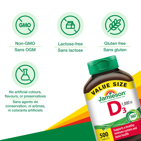 31000631 Jamieson Vitamin D3 1,000 IU Tablet 240188 JV_Canada_Amazon Product Page_7960_No Claims