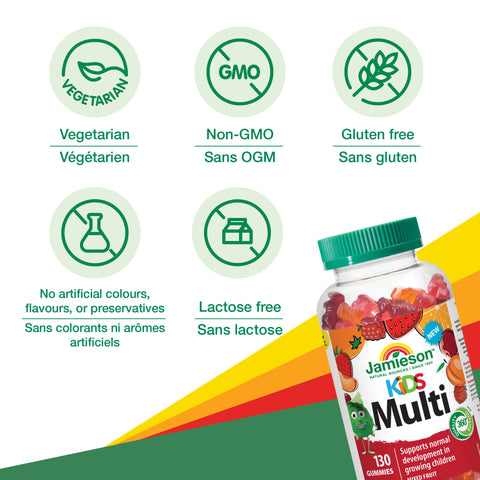 31001336 Jamieson Multivitamin Gummies for Kids, Mixed Fruit, 130 ct 240541_JV_Canada_Amazon_Q3_Digital Images_KidsMulti2