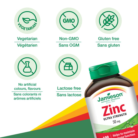 31000277 Jamieson Zinc 50 mg, 100 ct 240724 JV Canada Amazon Q4 Digital Images - 2330 Zinc2