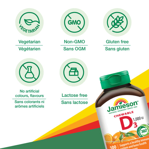 31000444 Jamieson Vitamin D3 Chewables 1,000 IU Tablet 240724 JV Canada Amazon Q4 Digital Images - 6171 D32