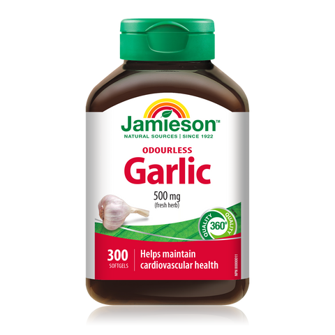 31000318 Jamieson Odourless Garlic 300 Softgels 2596_R2114_Odourless_Garlic_500mg_375cc_BTL_MAIN