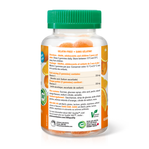 31000491 Jamieson Vitamin C Gummies 250 mg 31000491_J_GUM_C_250mg_Orange_250cc_R2105_BTL_NFP