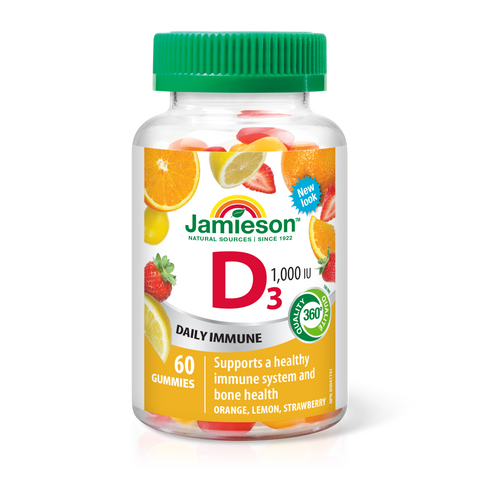 31000492 Jamieson Vitamin D3 1,000 IU Gummies Gummies 31000492_J_GUM_D3_1000IU_OrangeLemonStrawberry_250cc_R2055_BTL_MAIN