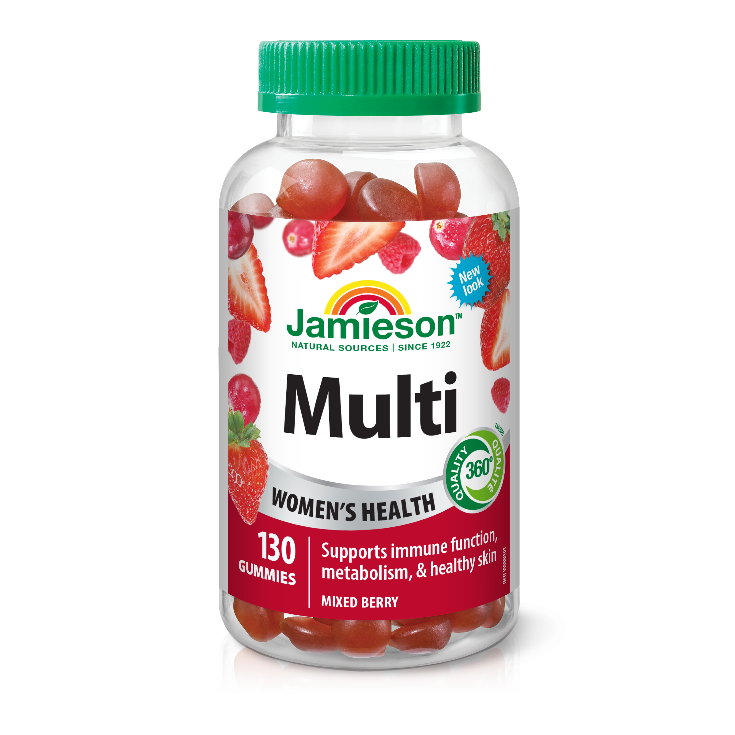 31000924 Jamieson Multivitamins For Women Gummies, Mixed Berry, 130 ct 31000924_J_GUM_Multi_Women_MixedBerry_625cc_R2025_BTL_MAIN