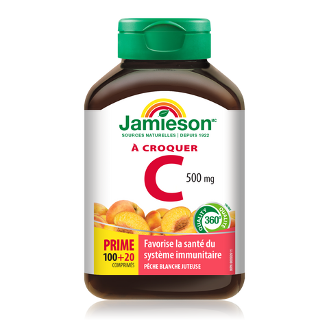 31000967 Jamieson Vitamin C Chewables 500 mg Tablet 31000967_J_LBL_C_Chewable_JuicyPeach_375cc_21003327_BTL_MAIN2