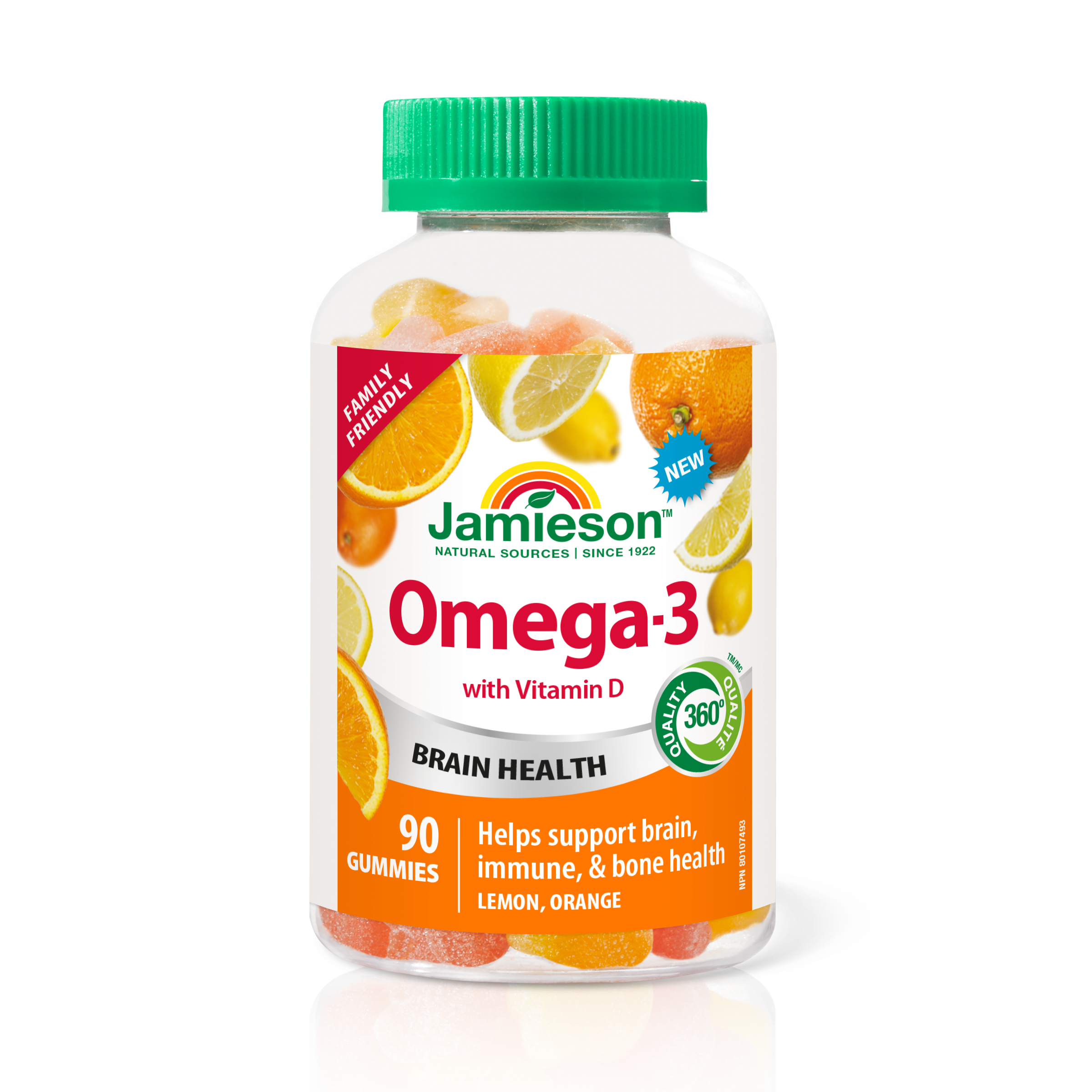 31001155 Jamieson Omega-3 Gummies | Family Friendly 90 Gummies 31001155_J_GUM_Omega-3_400cc_R2105_BTL_MAIN