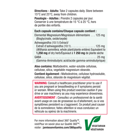 31002419 Jamieson Magnesium with Ashwagandha + GABA Capsules 31002419_NFP