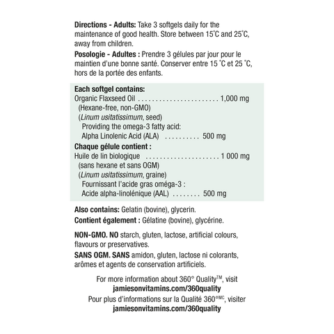 31000449 Jamieson Flax Oil 1,000 mg, 200 ct 6234_NFP