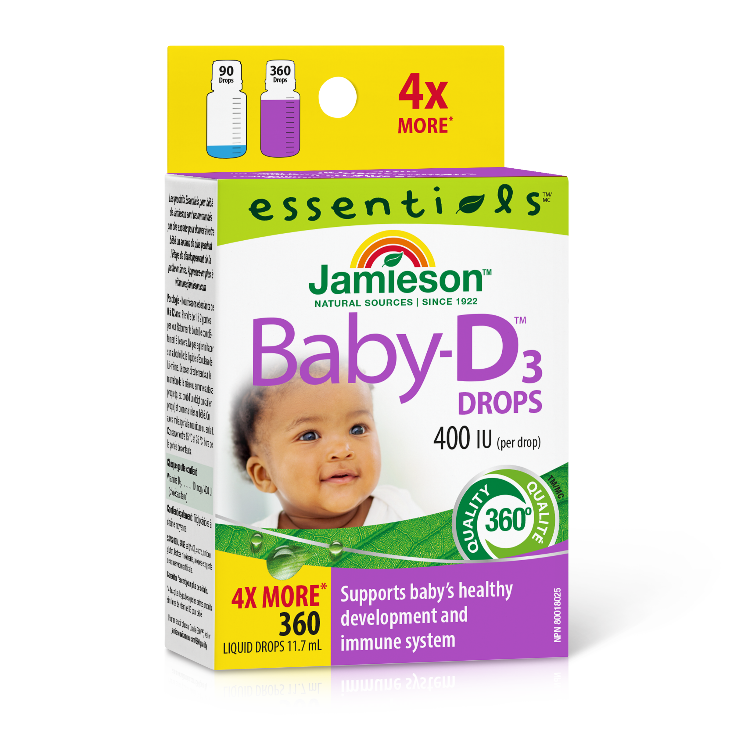 31000481 Jamieson Baby-D | Vitamin D3 Droplets 11.7 mL 6925_R2084_Baby-D3_Drops_400IU_CTN_MAIN