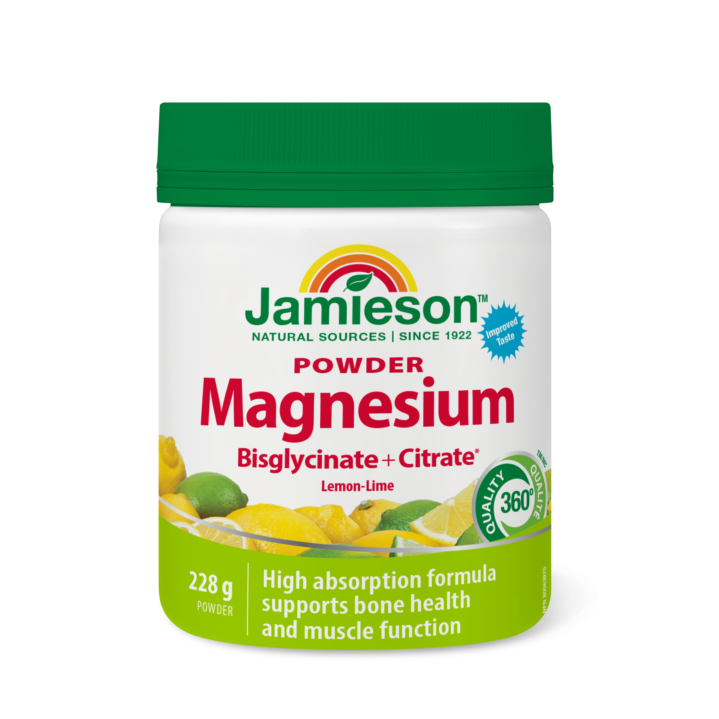 31000563 Jamieson Magnesium Bisglycinate Plus Citrate* Powder Lemon Lime Flavour 228 g 7760_MAIN