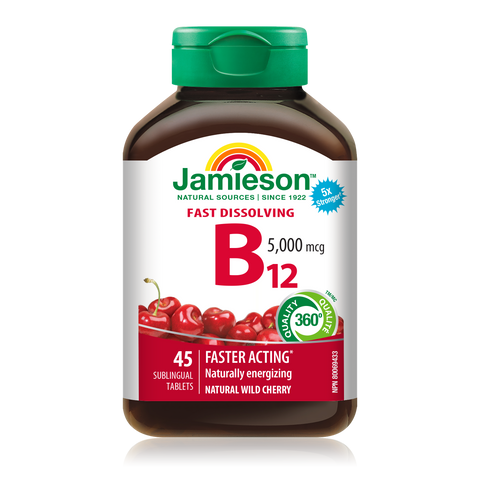 31000613 Jamieson Vitamin B12 Fast-Dissolving 5,000 mcg, 45 ct 7929_R2094_B12_5000mcg_FD_160cc_BTL_MAIN