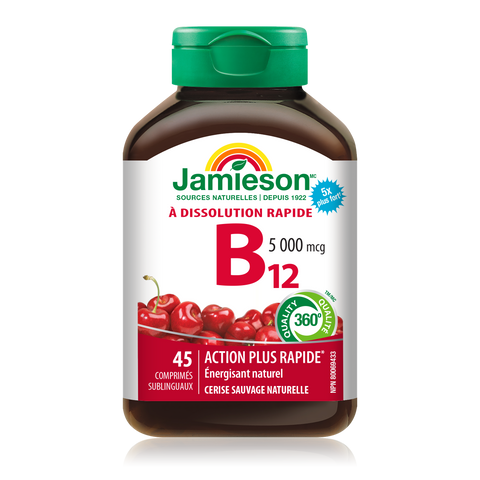 31000613 Jamieson Vitamin B12 Fast-Dissolving 5,000 mcg, 45 ct 7929_R2094_B12_5000mcg_FD_160cc_BTL_MAIN2