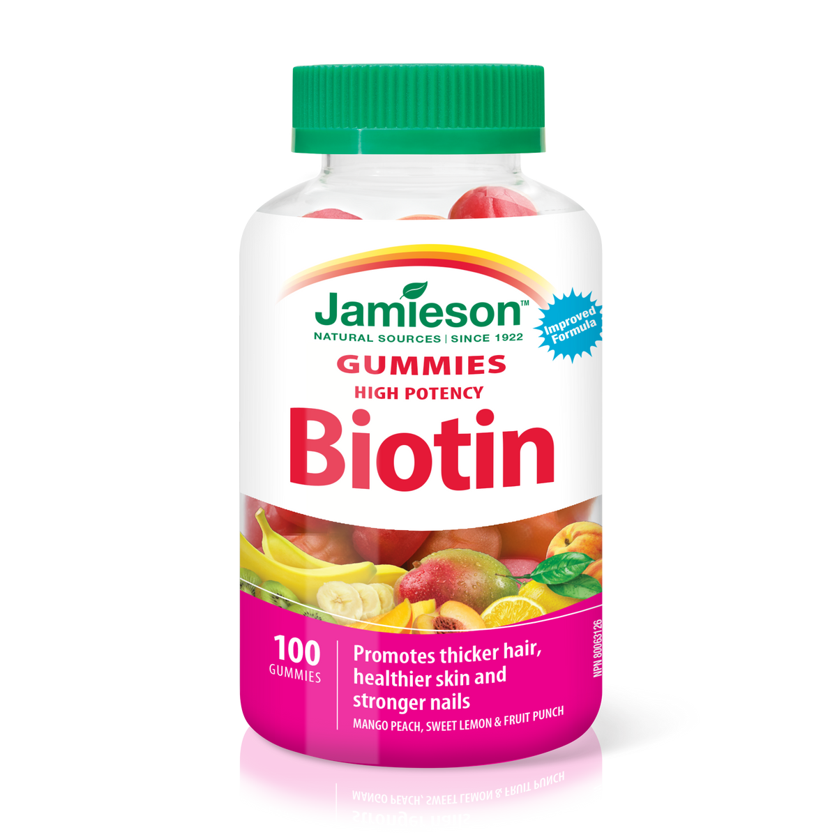 31000636 Jamieson Biotin Gummies 2,500 mcg, Sweet Lemon, & Fruit Punch, 100 ct 7968_MAIN