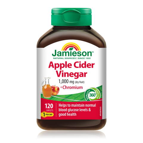 31000642 Jamieson Apple Cider Vinegar & Chromium 1,000 mg, 120 ct 7993_R2114_AppleCiderVinegar+Chromium_375cc_BTL_MAIN