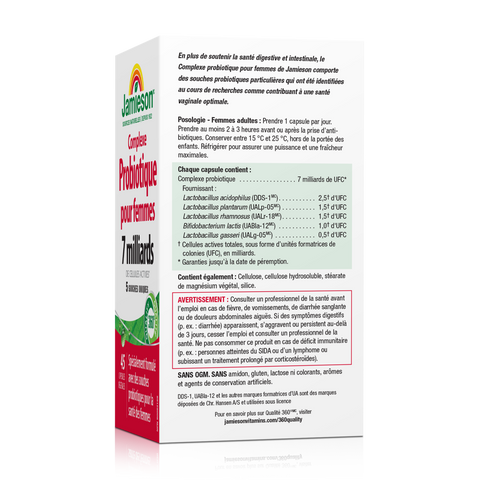 31000884 Jamieson Womens Probiotic Complex 7 Billion CFU, 45 ct 9103_R2062_Probiotic_WomensComplex_7B_CTN_NFP