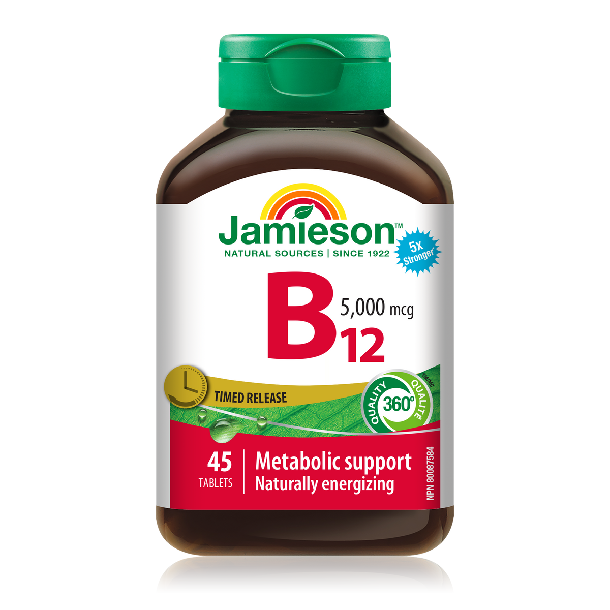 31000900 Jamieson Vitamin B12 Timed Release 5,000 mcg, 45 ct 9127_R2104_B12_5000mcg_TR_160cc_BTL_MAIN