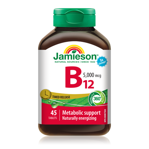31000900 Jamieson Vitamin B12 Timed Release 5,000 mcg, 45 ct 9127_R2104_B12_5000mcg_TR_160cc_BTL_MAIN