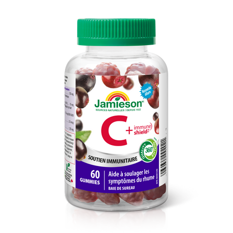 31000955 Jamieson Vitamin C + Immune Shield Gummies, Elderberry, 60 ct 9202_R2044_C+ImmShield_Gummies_250cc_BTL_FR