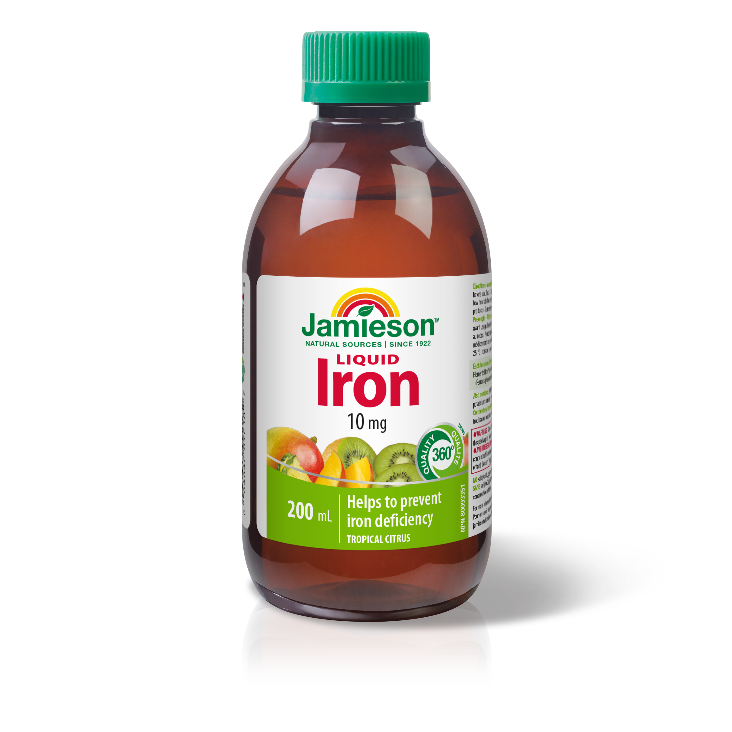 31000964 Jamieson Iron Liquid 10 mg, Tropical Citrus, 200 mL 9218_R2094_Liquid_Iron_10mg_TropicalCitrus_200mL_BTL_MAIN