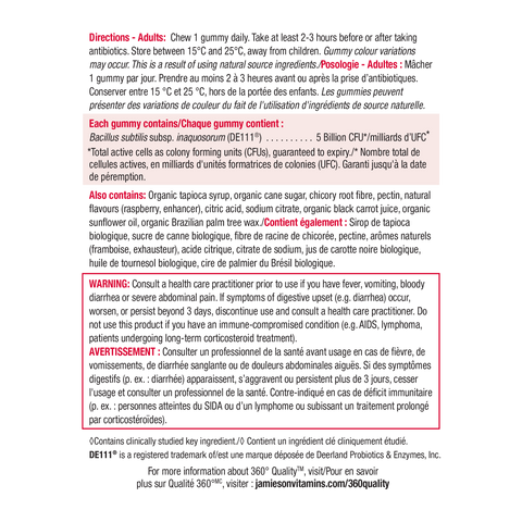 9222_Probiotic Gummies Extra Strength_Nutritional Information