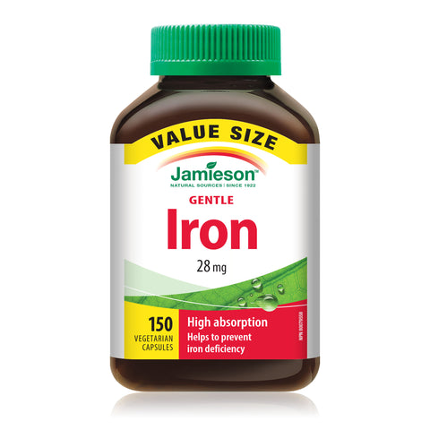 31000998 Jamieson Gentle Iron 28 mg Caplet 9272_Gentle_Iron_28mg_VS_375cc_BTL_EN
