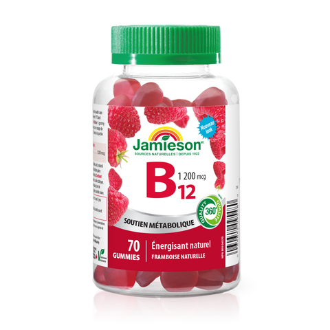 31001110 Jamieson Vitamin B12 Gummy Raspberry Flavour 70 Gummies 9548_R2094_GUM_B12_1200mcg_300cc_BTL_MAIN2