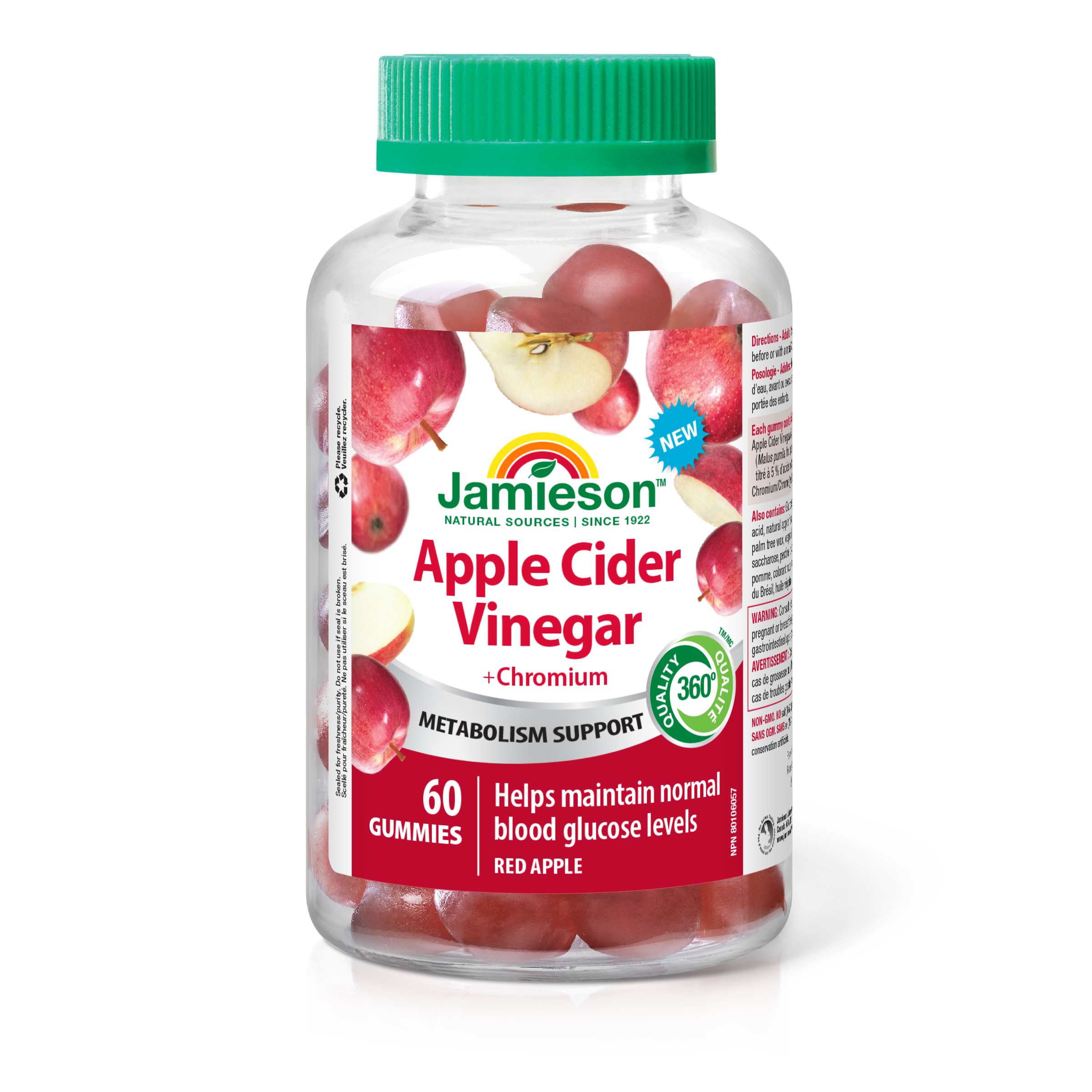 31001118 Jamieson Apple Cider Vinegar Gummies 500 mg, 60 ct 9562_R2074_GUM_AppleCiderVin+Chrom_400cc_BTL_MAIN