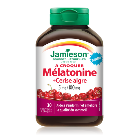 31001129 Jamieson Melatonin with Tart Cherry Chewable 5 mg, Tart Cherry, 30 ct 9581_MAIN2