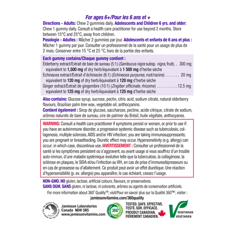 31001130 Jamieson Elderberry Cold & Flu Gummies, Elderberry, 60 ct 9582_R2074_GUM_Elderberry_Cold&Flu_300cc_NFP