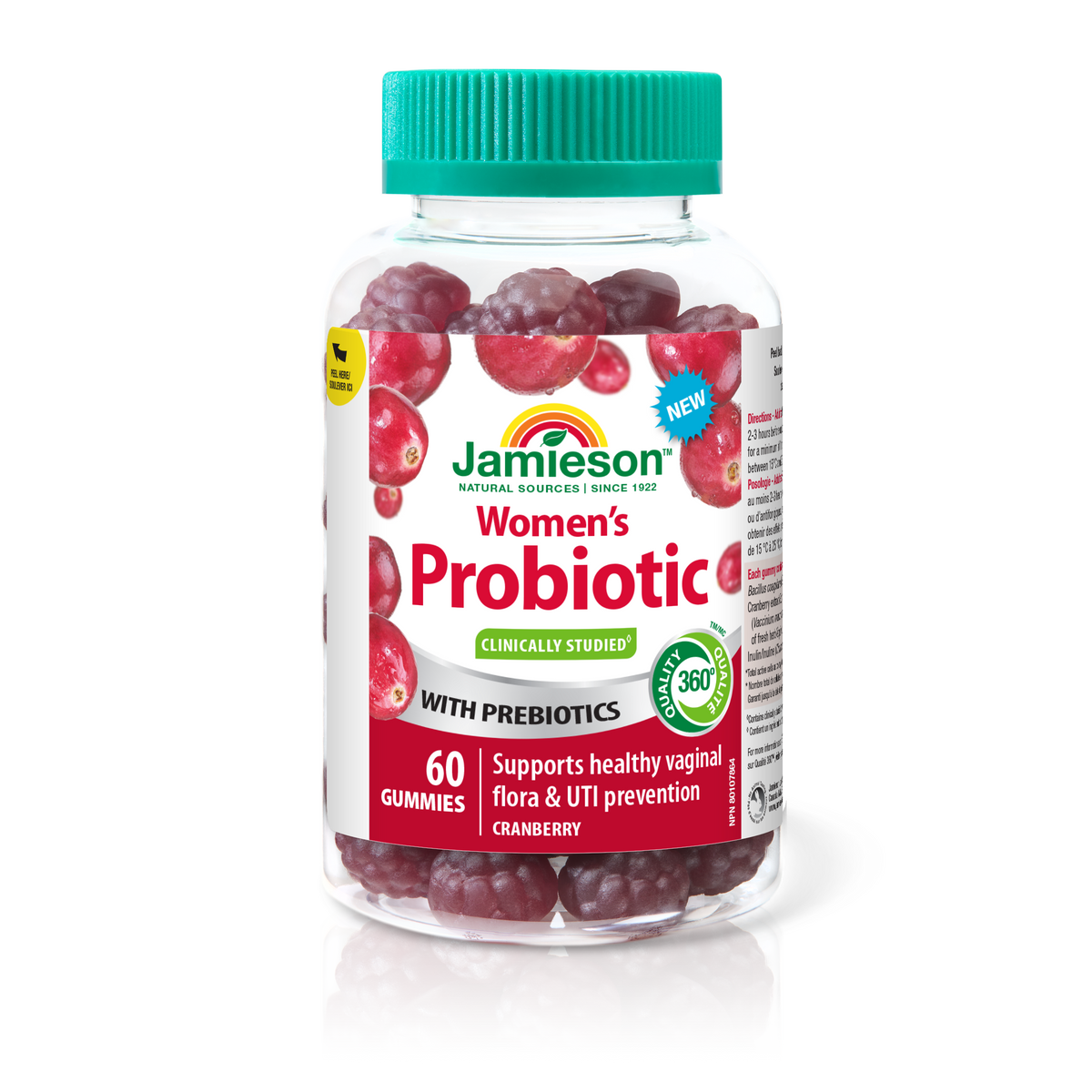 31002140 Jamieson Women's Health Probiotic Gummy Cranberry Flavour 60 Gummies 9656_R2054_GUM_WomensProbiotics_Cranberry_300cc_BTL_MAIN