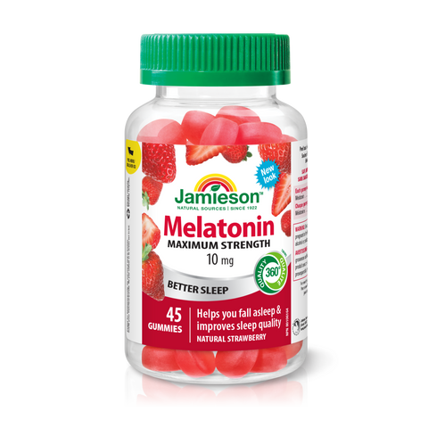 31001163 Jamieson Melatonin Gummies 10 mg, Strawberry, 45 ct 9657_R2094_GUM_Melatonin_10mg_250cc_BTL_MAIN