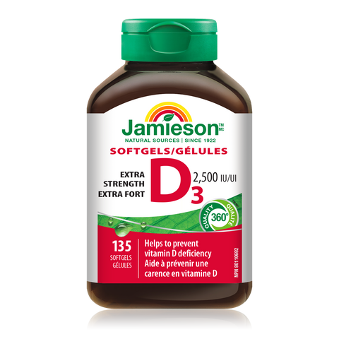 31001209 Jamieson Vitamin D3 2,500 IU, 135 ct 9755_R2015_D3_2500IU_Softgel_160cc_BTL_MAIN