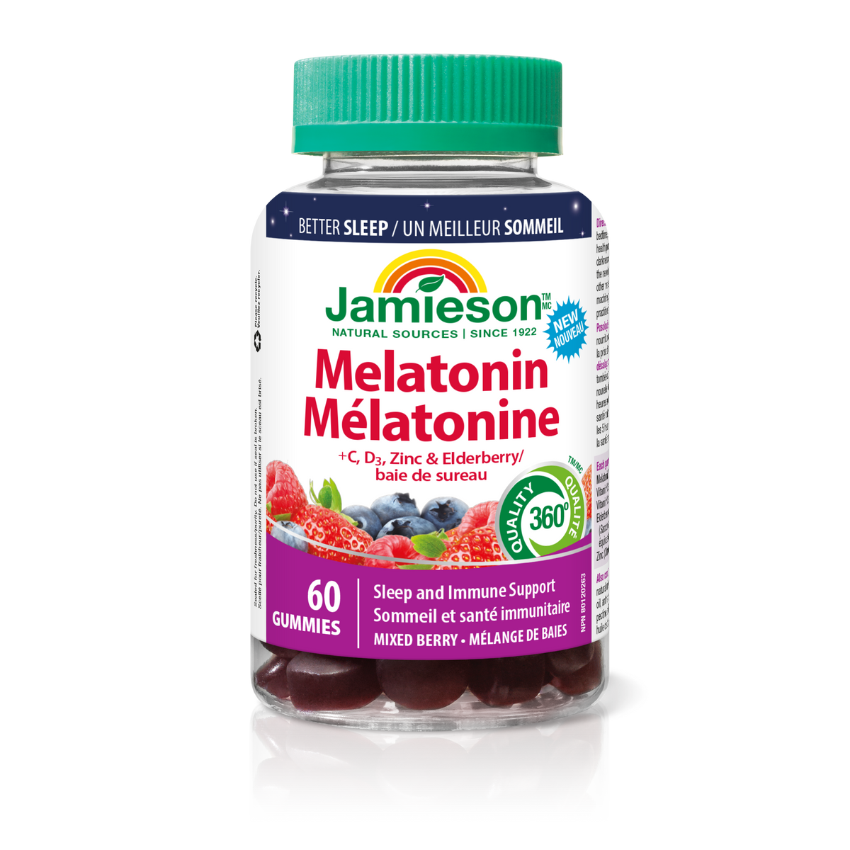 31001248 Jamieson Melatonin + Immunity Gummies, Mixed Berry, 60 ct 9846_MAIN