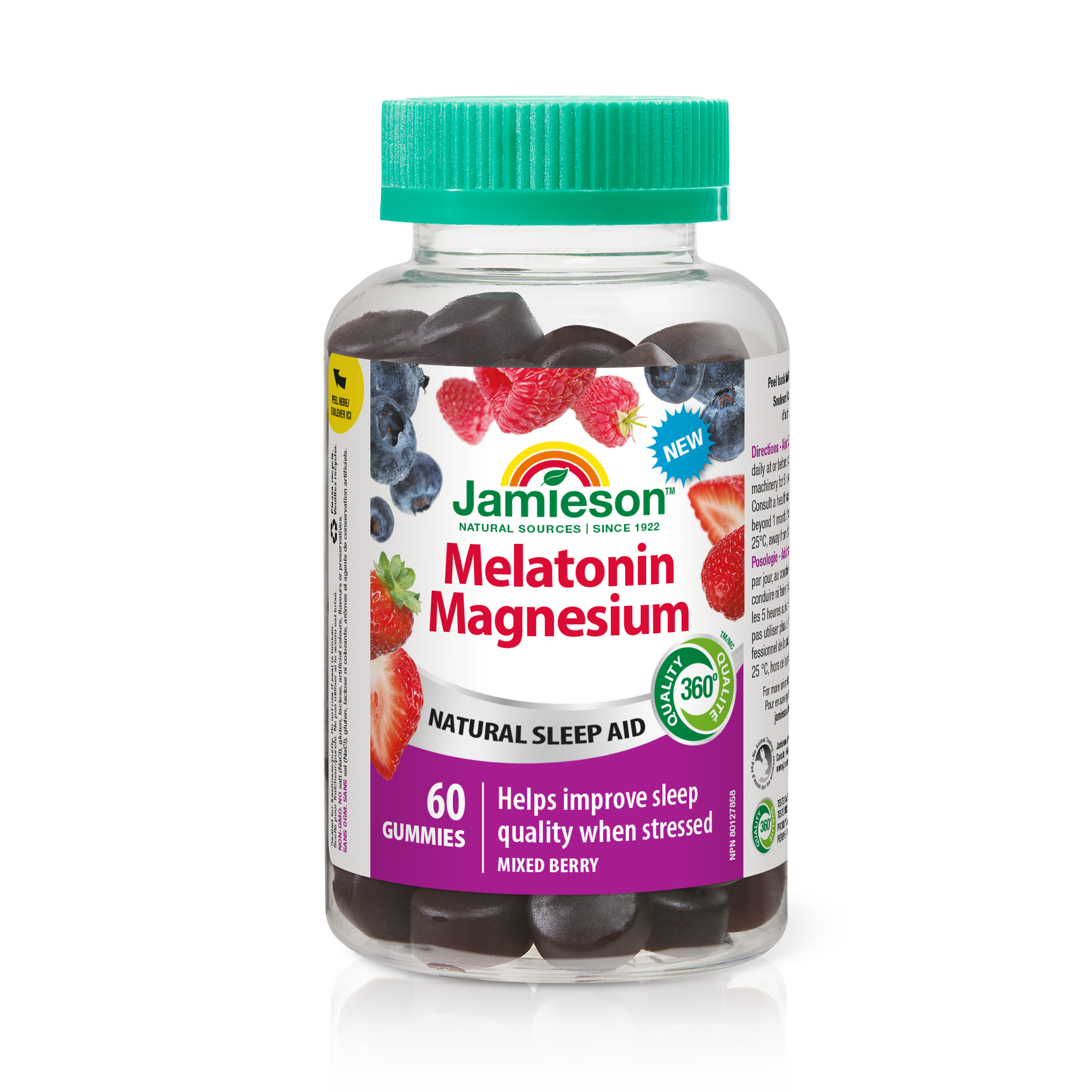 31001334 Jamieson Melatonin Magnesium Gummy, Mixed Berry, 60 ct 9996_R2024_GUM_Melatonin+Magnesium_MixedBerry_300cc_MAIN