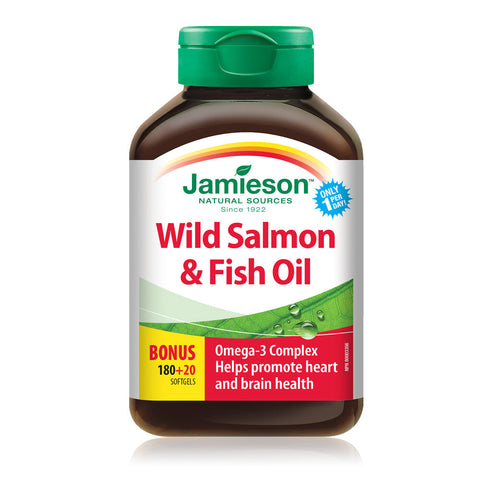Omega-3 Complex | Wild Salmon & Fish Oils - (Bonus Size (180+20 Softgels))