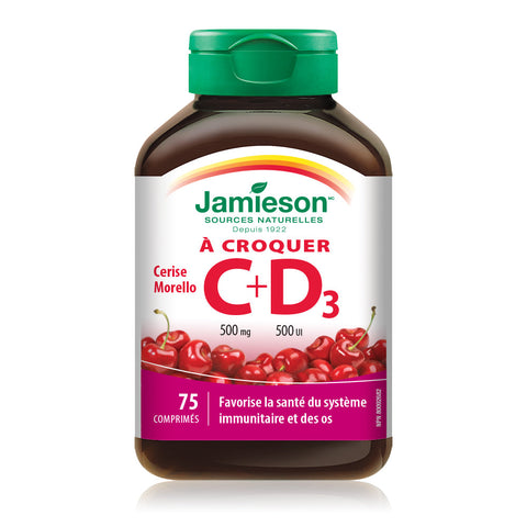 5196 Vitamin C Chewable 500 mg + D 500 IU - Morello Cherry Bottle fr