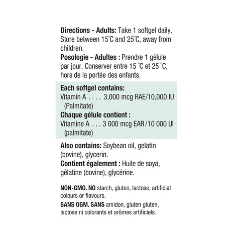 2010_vitamin a 10000iu_nutritional panel