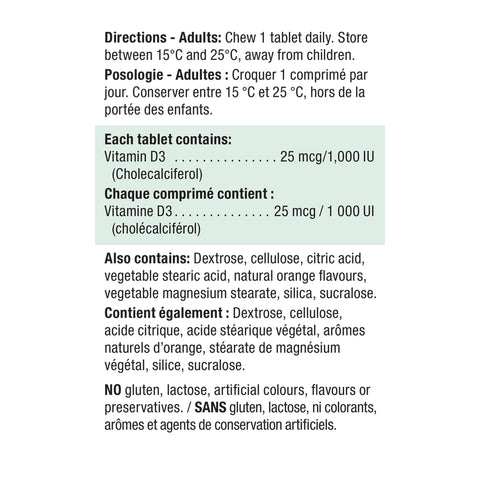 6171_Vitamin D Chewable_Orange_Nutritional Panel