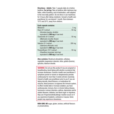 7709_Melatonin stress & sleep support_nutritional panel