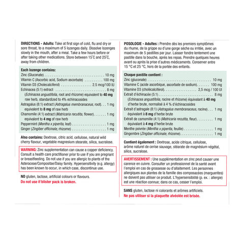 4962 Zinc Lozenges Label