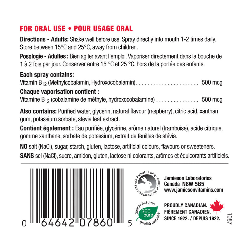 Vitamin B12 Energy Spray Jamieson Vitamins